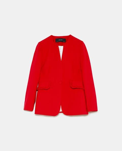 Ruffled Pocket Blazer