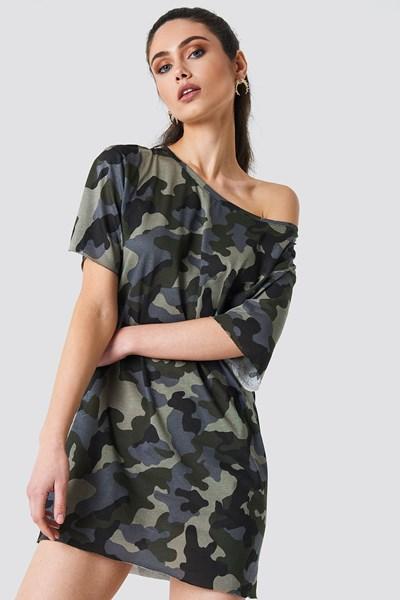 Na-kd Army T-shirt Dress - Green