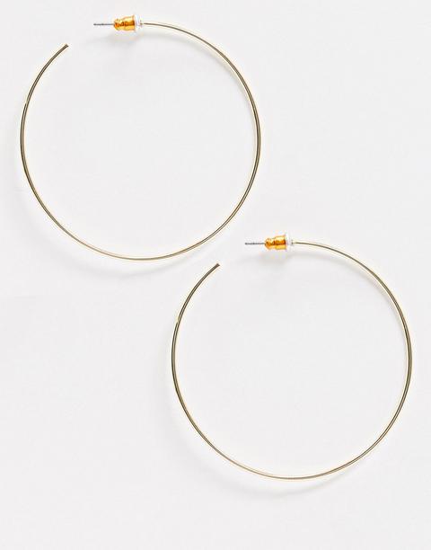Asos Design Fine Wire 50mm Hoop Earrings In Gold Tone