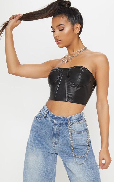 Black Pu Bandeau Bralet