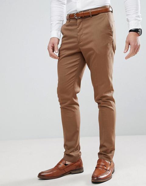 New Look - Pantaloni Skinny Color Cammello Da Abito - Cuoio
