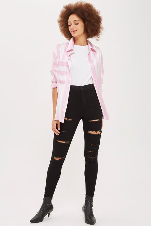 Moto Black Super Ripped Joni Jeans