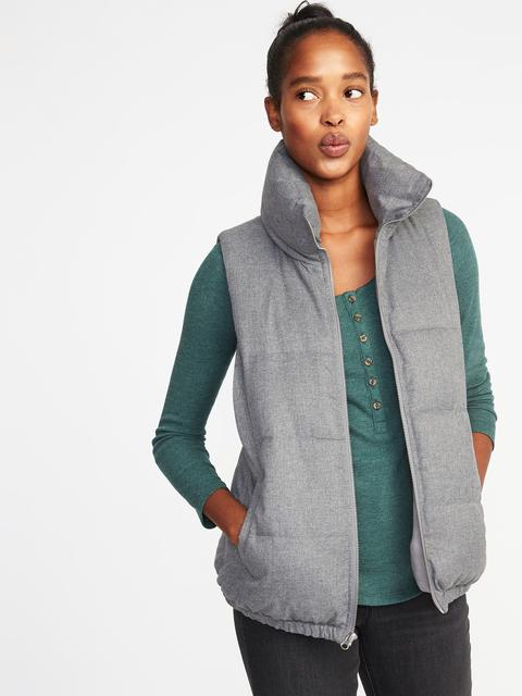 Textured Frost-free Puffer Vest For Women