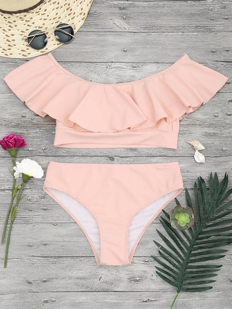 Ruffle Off The Shoulder Bikini Set