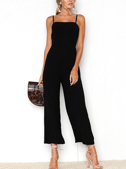 Spaghetti Strap Wide Leg Casual Jumpsuit