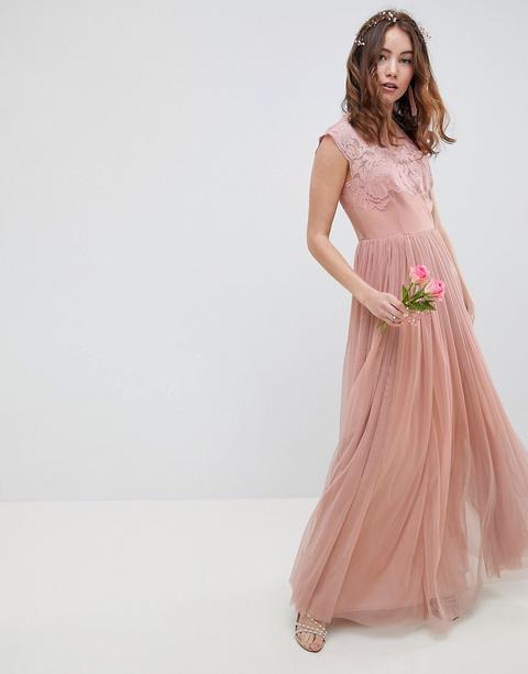Vestido Largo De Malla Con Bordados De Asos Design