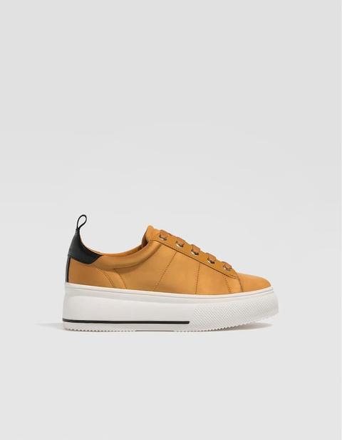 Sneaker Con Piattaforma Giallo Senape Senape