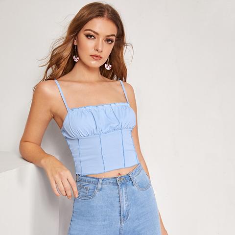 Piping Lettuce-edge Cropped Cami Top