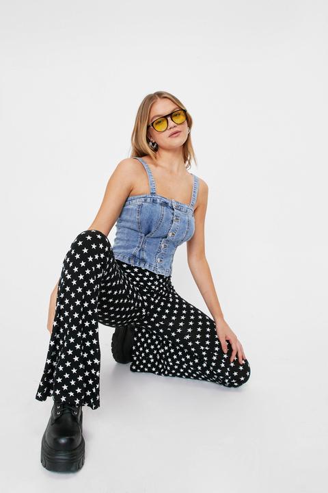 Womens Star Print High Waisted Flares
