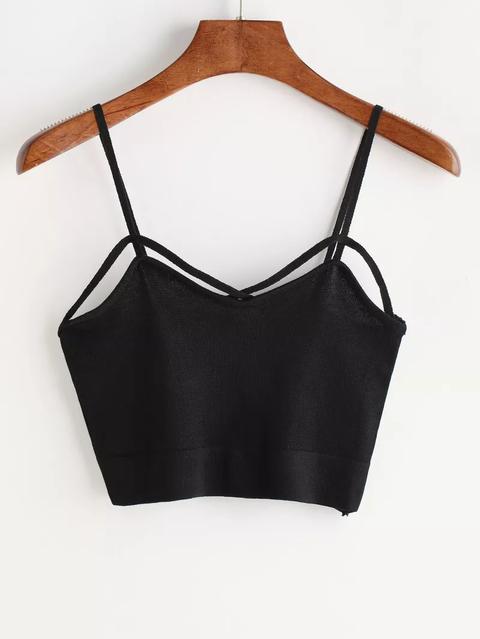 Black Criss Cross Front Cami Top