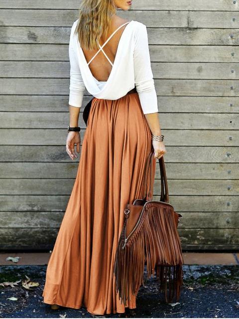 Spliced Back Criss-cross Maxi Dress