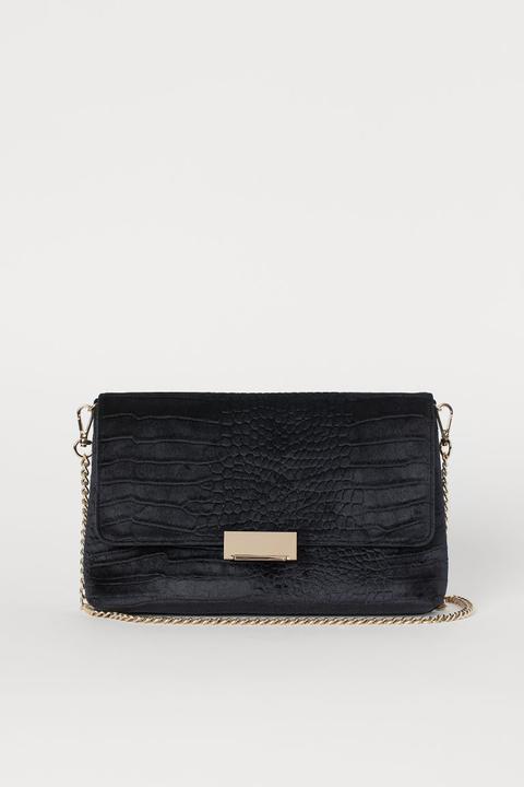 Bolso Clutch De Velour - Negro