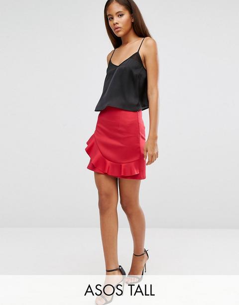 Minifalda De Neopreno Con Volante De Asos Tall