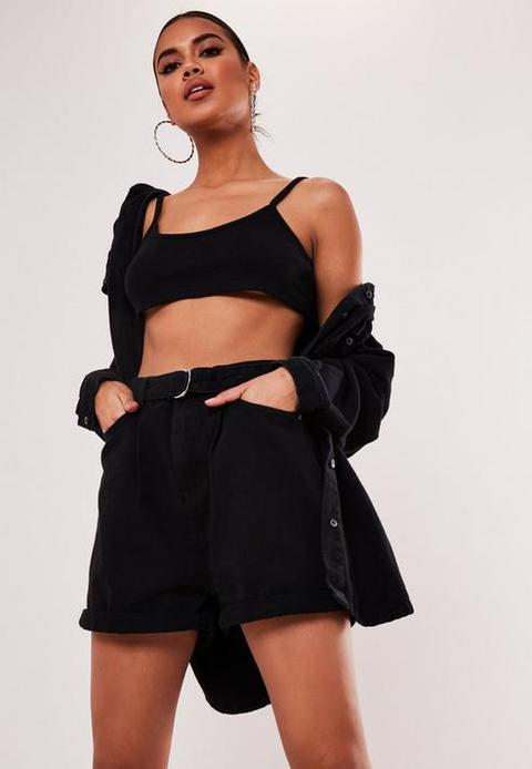 Black Belted Highwaisted City Shorts, Black