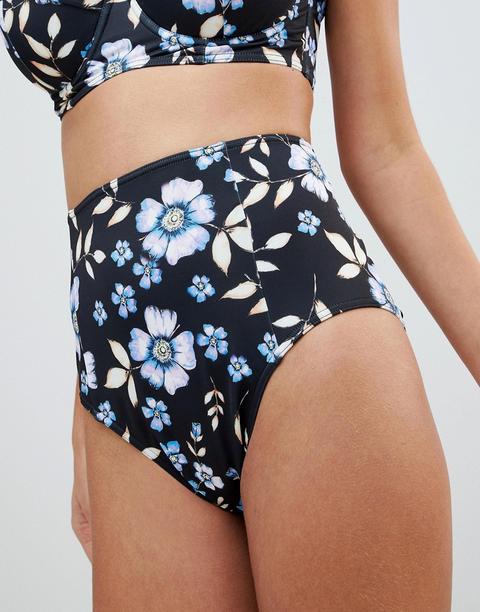 Exclusivité Asos Design - Poitrines Généreuses - Bas De Bikini Taille Haute À Imprimé Floral-multi