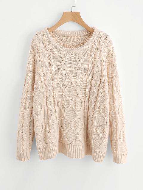 Drop Shoulder Mixed Knit Jumper