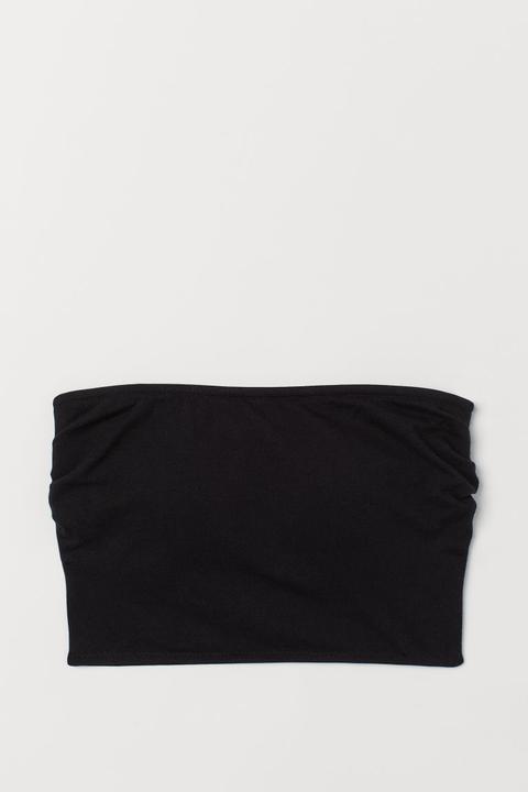 Cotton Bandeau Bra - Black
