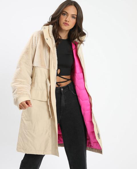 Parka Larga De Dos Tejidos