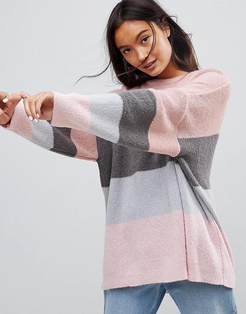 Jersey Grueso Con Raya Colour Block De Asos