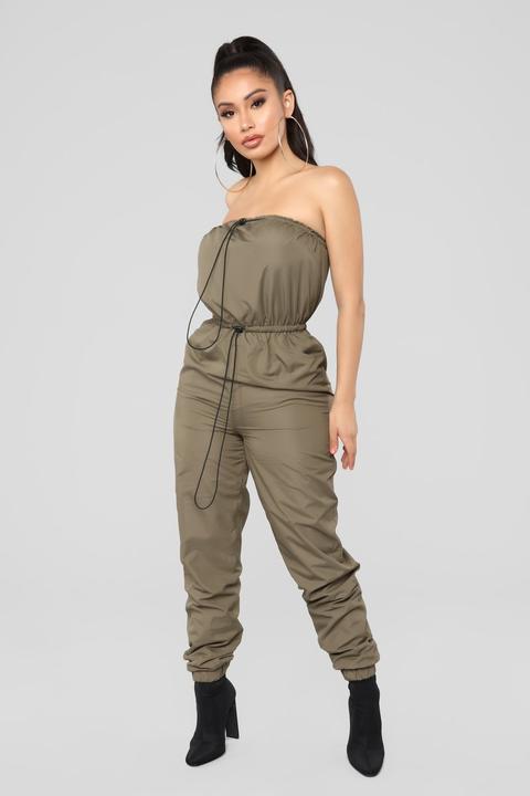 Don't Stop Me Jumpsuit - Olive