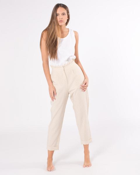 Pantalón Carrot Cuadros Vichy Beige