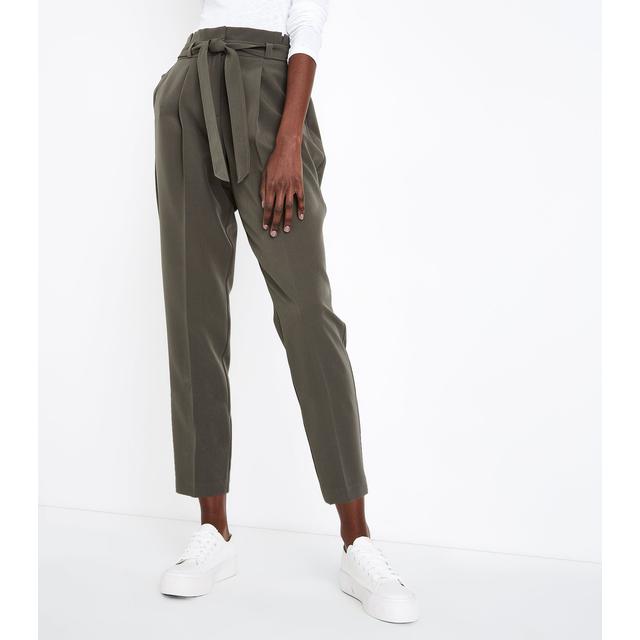 Khaki Paperbag Waist Trousers New Look 