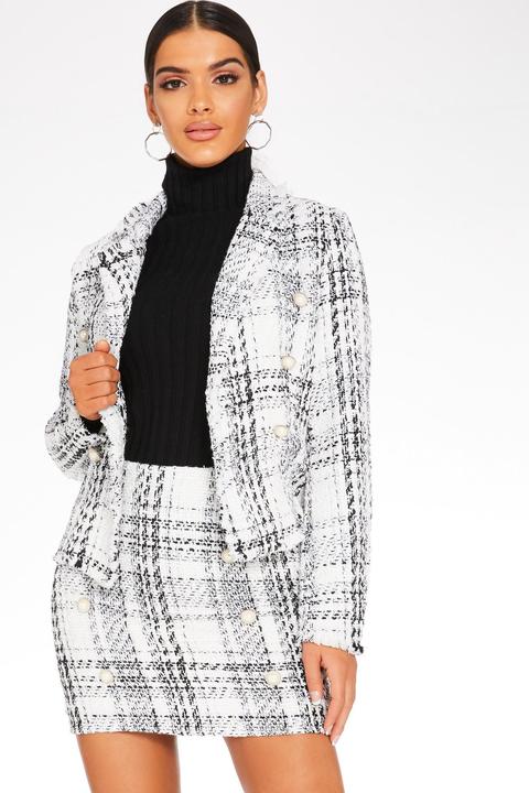 White Check Blazer