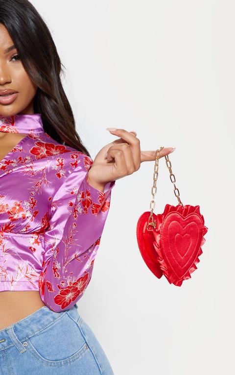 Red Satin Heart Mini Bag