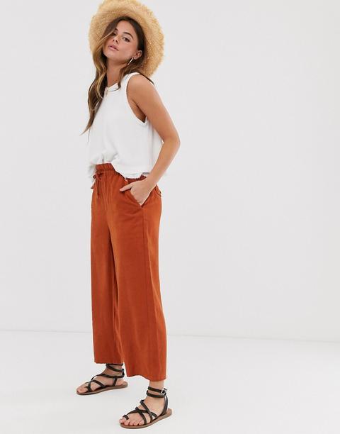 Pantalones Con Cintura Paperbag En Color Teja De Miss Selfridge-naranja