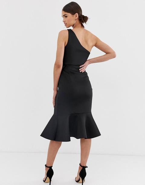 asos design one shoulder tuck detail midi dress