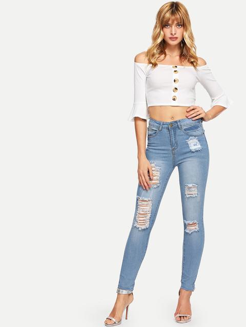 Jeans Chiari Strappati from Romwe on 21 Buttons