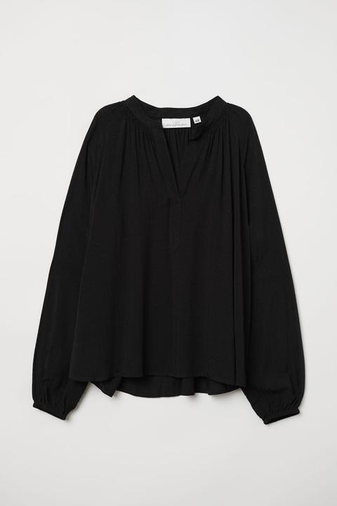 Blusa Con Fruncido - Negro