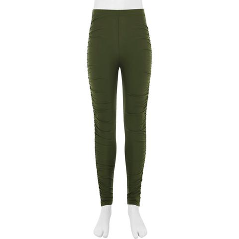 Girls Khaki Green Ruched Leggings