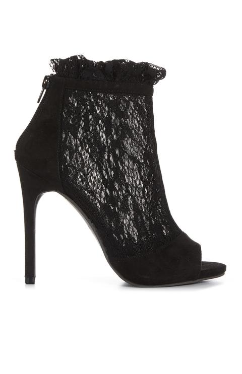 Black Lace Heeled Boot