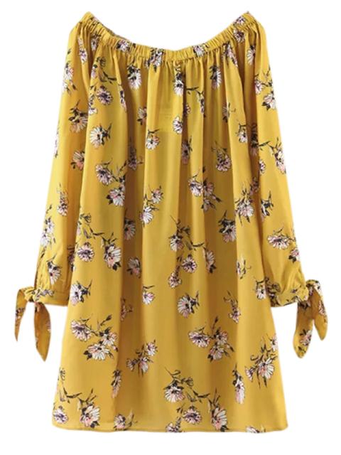 Vestido Floral Shift Hombro