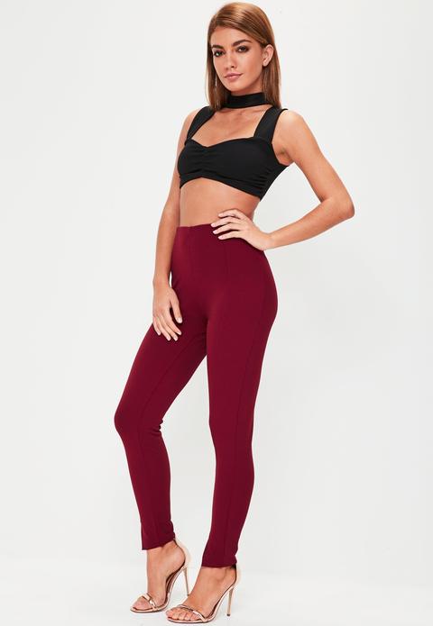 Burgundy Skinny Fit Cigarette Trousers