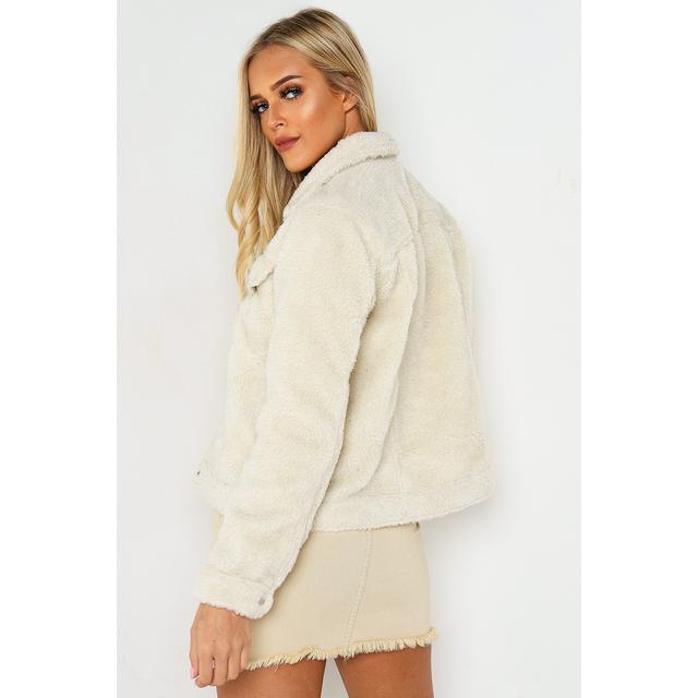 cream teddy trucker jacket