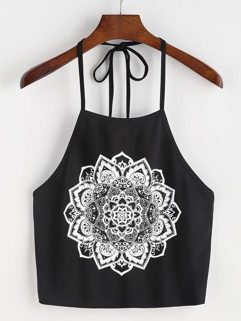 Mandala Print Halter Neck Top