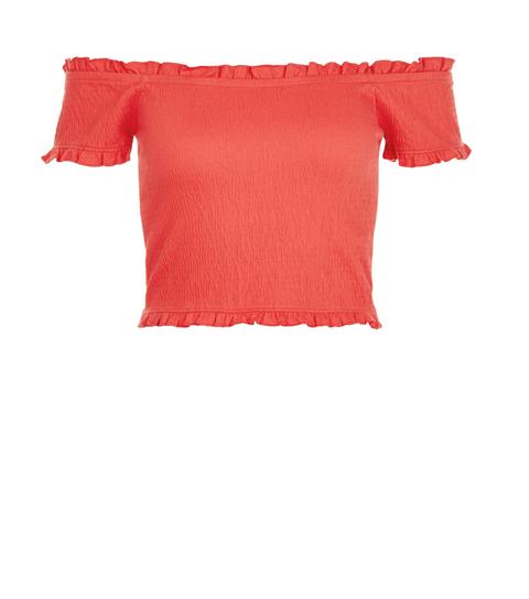 Red Bardot Neck Top