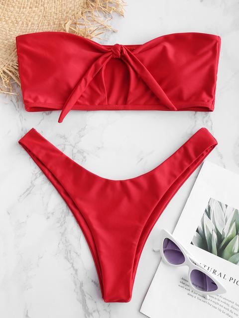 Bikini A Fascia Annodato Di Zaful Red