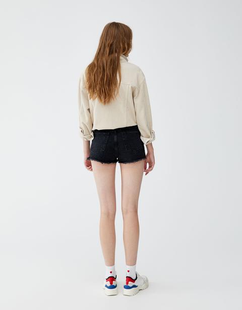Shorts Denim Mom Fit Con Perle