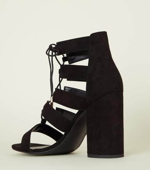 lace up ghillie block heels