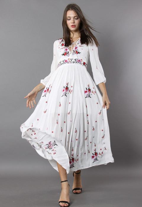 Wondrous Floral Embroidered Maxi Dress from Chic wish on 21 