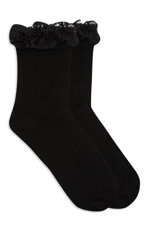 Black Lace Trim Sock