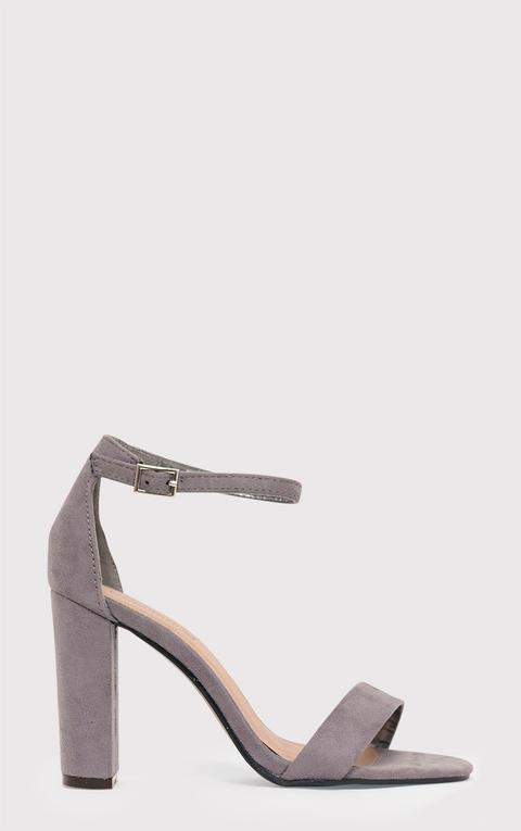 May Grey Faux Suede Block Heeled 