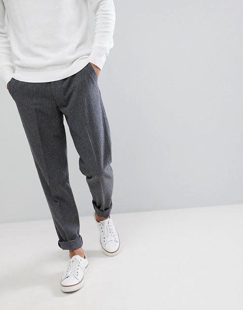 Farah Wool Crop Lined Plain Trousers - Grey