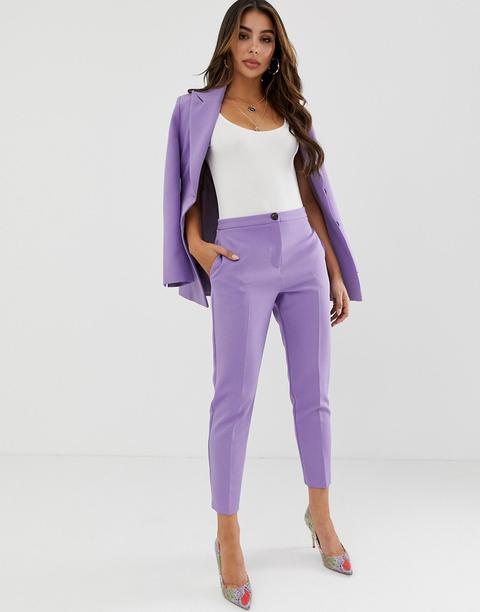 Asos Design - Pantaloni Da Abito Slim Lilla Pop - Viola