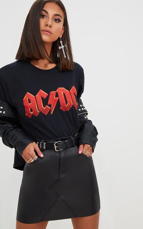 Black Acdc Slashed Back T Shirt