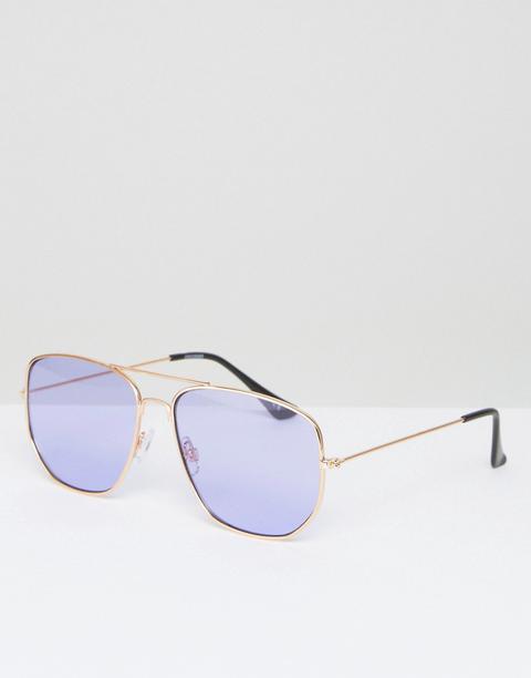 Gafas De Sol Cuadradas Estilo Aviador Con Lentes En Lila De Asos