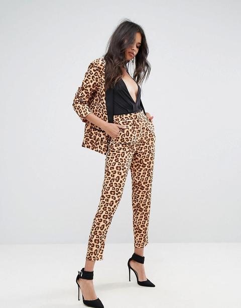 Pantalón Pitillo Con Estampado De Leopardo De Missguided